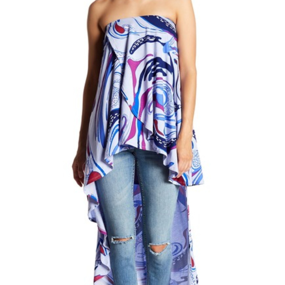 Lost at Sea Hi-Lo Strapless Top - Purple